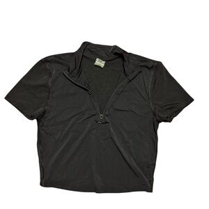 TNA womens Black Short-Sleeve Quarter-Zip crop top